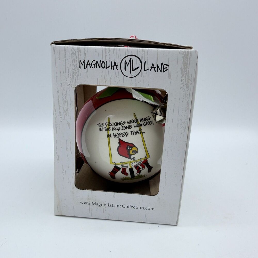 Magnolia Lane NCAA Louisville Cardinals Ceramic Christmas Ornament Ball Red NWT